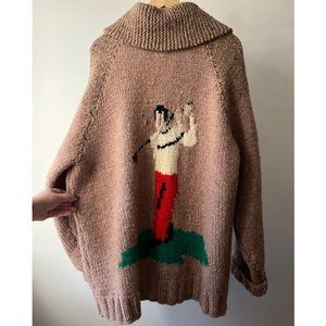 Vintage Hand knit Wool Cowichan Sweater | 1980s Neutral Heavy Wool Cardigan